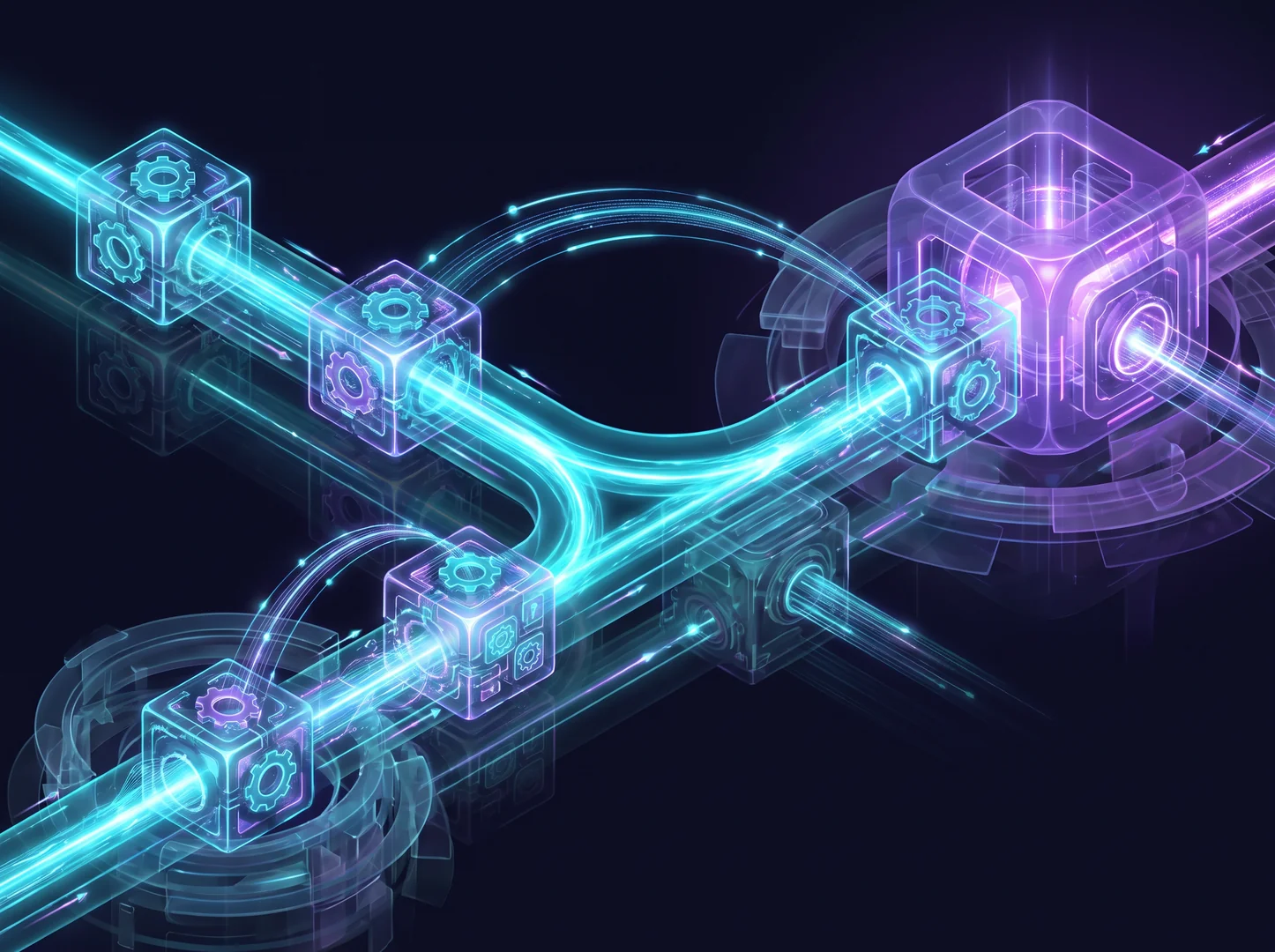 Conceptual bounded repair path moving through coordinated engineering modules.